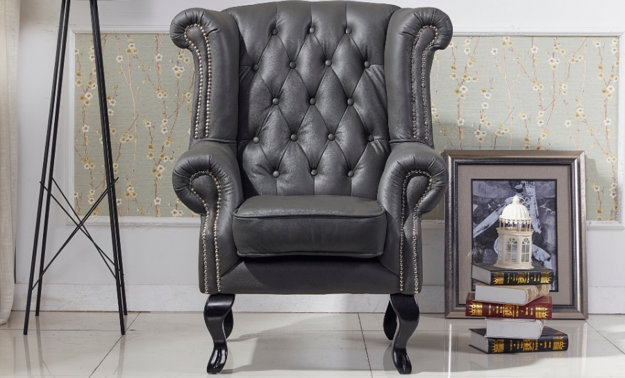 chesterfield chair grey